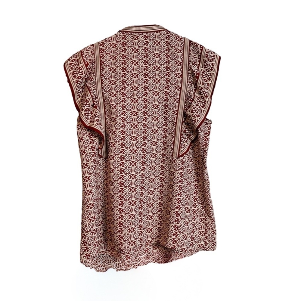 Max Studio Flutter Sleeve Patterned Boho Blouse NWT Size S - Picture 2 of 6